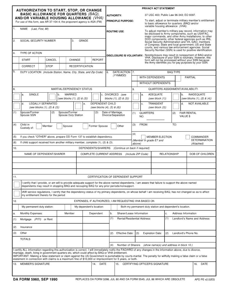 Da 5960 - Fill Out And Sign Printable Pdf Template | Signnow